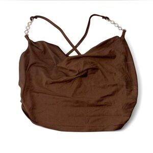 Brown Sparkly Tank Top
No brand bought in Italy 
Size: Small